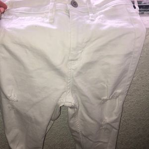 White ripped hollister jeans !
